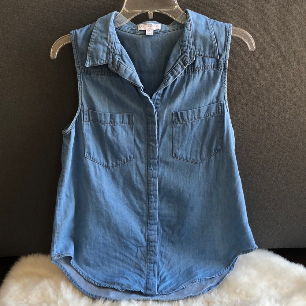 Denim button down vest